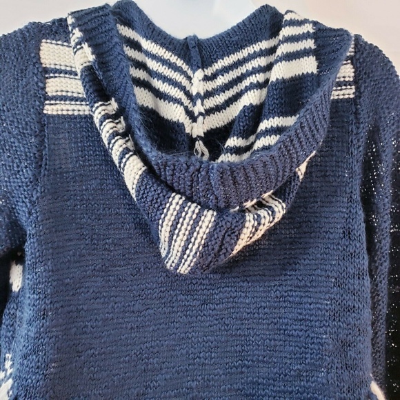 BONGO Womens Sweater Navy Blue Ivory Striped Fring - Picture 7 of 8